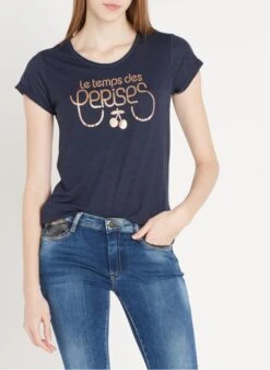 LE TEMPS DES CERISES T-shirt Van Jersey Met Ronde Hals En Zeefdruk | Blauw