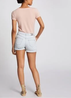 MORGAN Spijkershort Met Hoge Taille | Jeans Stone -MORGAN Verkoop 3100445
