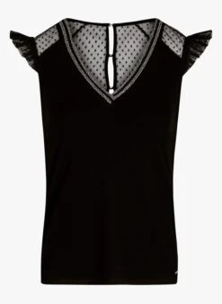 MORGAN Top Van Plumetis Met V-hals | Zwart -MORGAN Verkoop 3105946