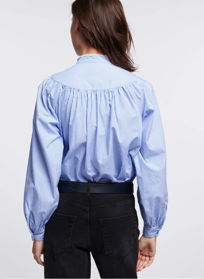 Vanessa Bruno PAMINA - Gestreepte, Katoenen Top Met Opstaande Kraag | Blauw 4 Vanessa Bruno PAMINA - Gestreepte, Katoenen Top Met Opstaande Kraag | Blauw - Afbeelding 2