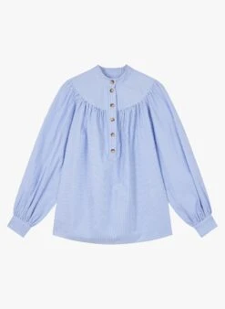 Vanessa Bruno PAMINA - Gestreepte, Katoenen Top Met Opstaande Kraag | Blauw 11 Vanessa Bruno PAMINA - Gestreepte, Katoenen Top Met Opstaande Kraag | Blauw -MORGAN Verkoop 3164945