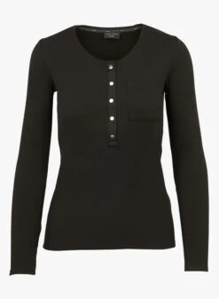 Ikks T-shirt Van Katoenmix Met Tunesische Kraag | Zwart -MORGAN Verkoop 3222559