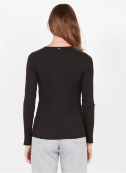 Ikks T-shirt Van Katoenmix Met Tunesische Kraag | Zwart -MORGAN Verkoop 3228603