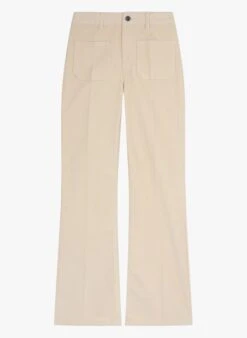 Vanessa Bruno DOMPAY - Broek Met Uitlopende Pijpen En Ribtextuur Katoenblend | Beige -MORGAN Verkoop 3253349