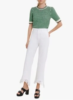 Maje PAVOT - Wijde Jeans Met Hoge Taille En Franjes | Wit -MORGAN Verkoop 3380789