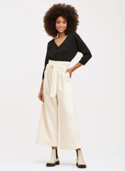 Wijde Broek Met Hoge Taille En Ceintuur | Wit 9 Wijde Broek Met Hoge Taille En Ceintuur | Wit -MORGAN Verkoop 3509282