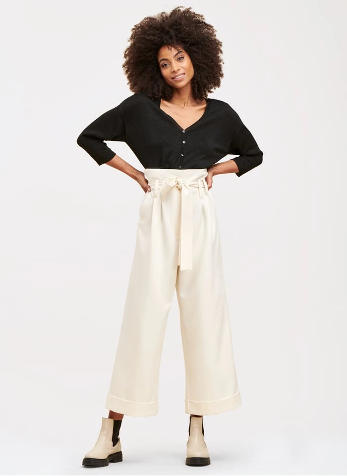 Wijde Broek Met Hoge Taille En Ceintuur | Wit 7 Wijde Broek Met Hoge Taille En Ceintuur | Wit - Afbeelding 5