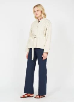 Wijde Broek Van Katoen En Linnen Met Hoge Taille | Blauw -MORGAN Verkoop 3637814