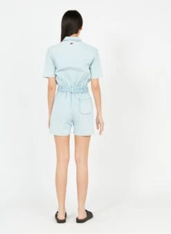 CAPUCINE - Playsuit Met Klassieke Kraag Katoenblend | Jeans Verschoten -MORGAN Verkoop 3653434
