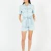 CAPUCINE - Playsuit Met Klassieke Kraag Katoenblend | Jeans Verschoten