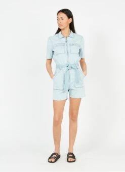 CAPUCINE - Playsuit Met Klassieke Kraag Katoenblend | Jeans Verschoten