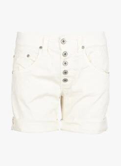 Please Short Van Stretchkatoen Met Knoopsluiting | Beige -MORGAN Verkoop 3674334