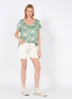 Please Short Van Stretchkatoen Met Knoopsluiting | Beige -MORGAN Verkoop 3681546