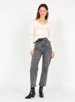 Ikks Rechte, Katoenen Jeans Met Verwassen Effect | Grijs -MORGAN Verkoop 3703744