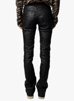 Zadig & Voltaire Rechte, Leren Broek Met Normale Taille | Zwart -MORGAN Verkoop 3726749