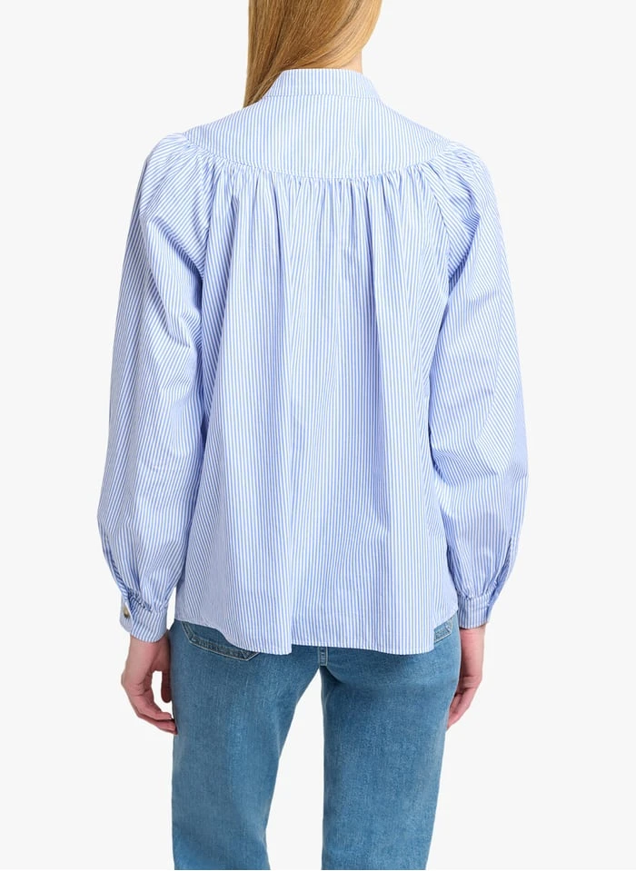 Vanessa Bruno PAMINA - Gestreepte, Katoenen Top Met Opstaande Kraag | Blauw 8 Vanessa Bruno PAMINA - Gestreepte, Katoenen Top Met Opstaande Kraag | Blauw - Afbeelding 6