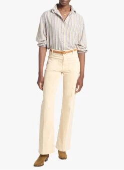 Vanessa Bruno DOMPAY - Broek Met Uitlopende Pijpen En Ribtextuur Katoenblend | Beige -MORGAN Verkoop 3764494