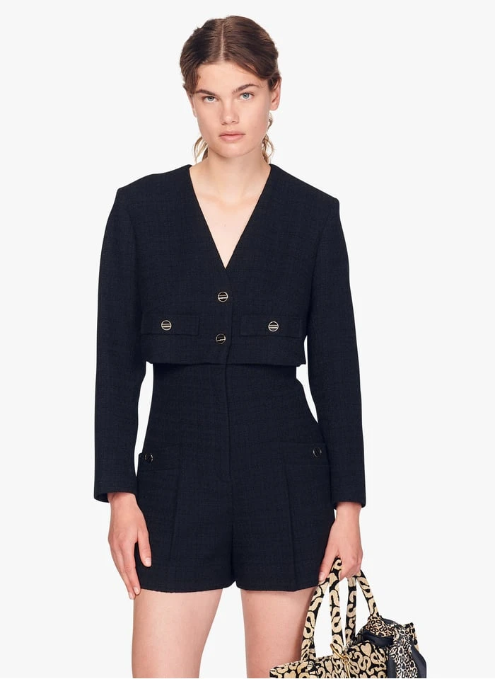 Sandro SEAL - Playsuit Van Tweedstof | Zwart 3 Sandro SEAL - Playsuit Van Tweedstof | Zwart