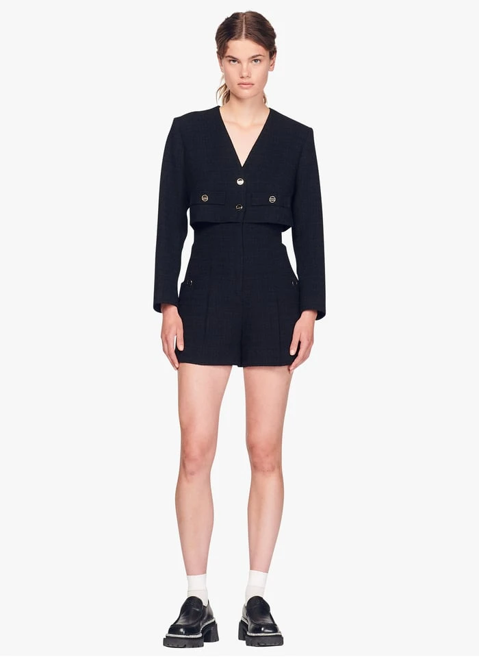 Sandro SEAL - Playsuit Van Tweedstof | Zwart 5 Sandro SEAL - Playsuit Van Tweedstof | Zwart - Afbeelding 3