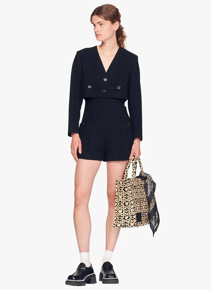 Sandro SEAL - Playsuit Van Tweedstof | Zwart 7 Sandro SEAL - Playsuit Van Tweedstof | Zwart - Afbeelding 5