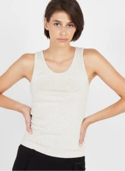 American Vintage BOZY - Katoenen Singlet Met Ronde Hals | Beige