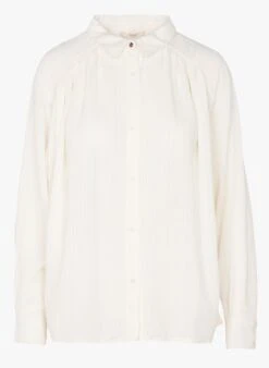 Sessun STAEL - Blouse Met Klassieke Kraag En Smal Streepje | Wit -MORGAN Verkoop 3781848
