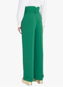 Tara Jarmon PYLA - Wijde Broek Van Crêpe Met Hoge Taille | Groen -MORGAN Verkoop 3863850