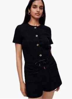 Maje 122IZOLA - Korte Jumpsuit Van Tweed | Zwart
