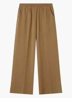 IVOIRE - Wijde, Soepelvallende Broek Met Hoge Taille | Beige -MORGAN Verkoop 3913407