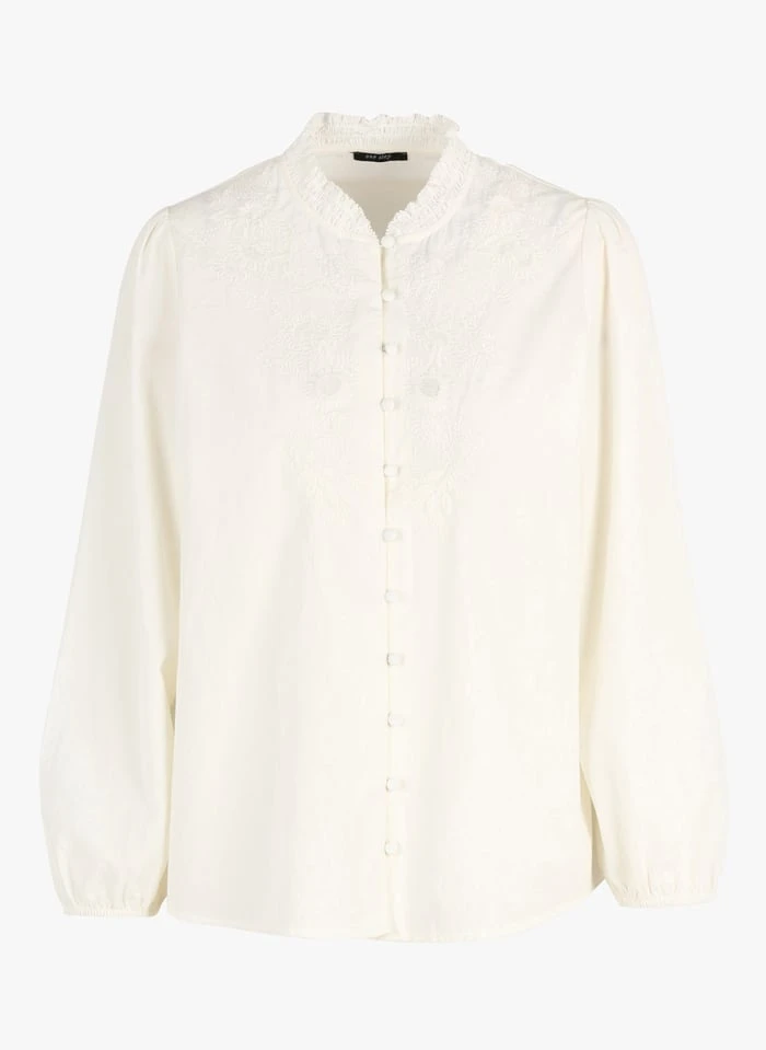 ONE STEP Katoenen Blouse Met Victoriaanse Kraag En Engels Kant | Wit 5 ONE STEP Katoenen Blouse Met Victoriaanse Kraag En Engels Kant | Wit - Afbeelding 3
