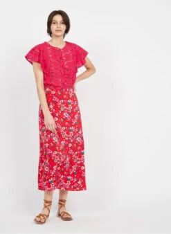 Petite Mendigote EVELYNE - Katoenen Blouse Met Ronde Hals En Borduursel | Roze -MORGAN Verkoop 3926097