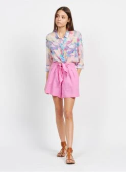 DES PETITS HAUTS TANG - Wijd, Linnen Short | Roze 18 DES PETITS HAUTS TANG - Wijd, Linnen Short | Roze -MORGAN Verkoop 3927203