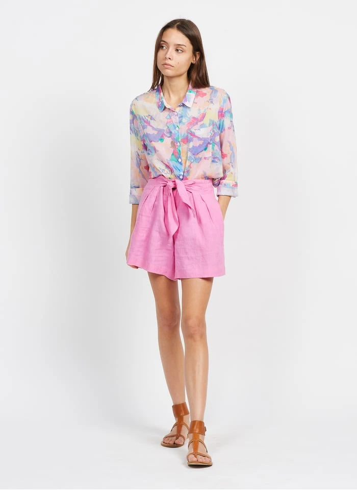 DES PETITS HAUTS TANG - Wijd, Linnen Short | Roze 7 DES PETITS HAUTS TANG - Wijd, Linnen Short | Roze - Afbeelding 5