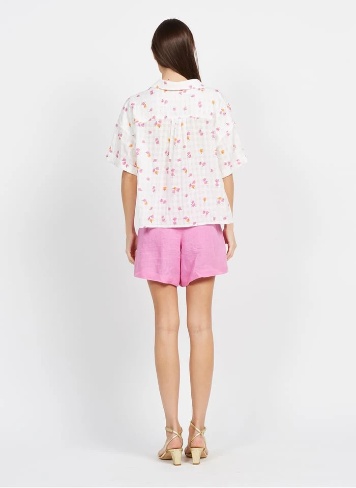 DES PETITS HAUTS TANG - Wijd, Linnen Short | Roze 12 DES PETITS HAUTS TANG - Wijd, Linnen Short | Roze - Afbeelding 10