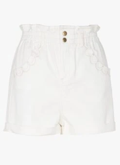 Wijd, Katoenen Short Met Borduurwerk | Wit -MORGAN Verkoop 3930002