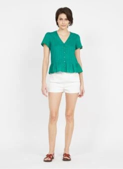 Wijd, Katoenen Short Met Borduurwerk | Wit -MORGAN Verkoop 3946717