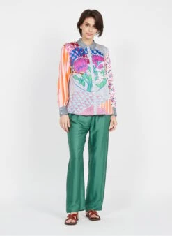 LIANA - Soepelvallende, Effen Broek Met Strikkoordje | Groen -MORGAN Verkoop 3946985