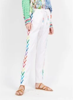 BROOKE - Rechte Broek Met Borduursel | Wit