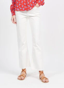 Katoenen Jeans Met Wijd Uitlopende Pijpen | Wit