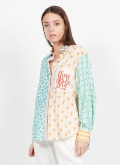 EVELYN - Blouse Met Klassieke Kraage En Print Linnenblend | Veelkleurig