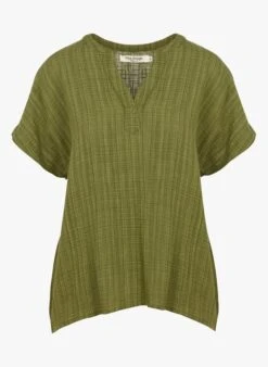 Top Van Gemengde Viscose Met Tuniekhals | Groen -MORGAN Verkoop 3952202