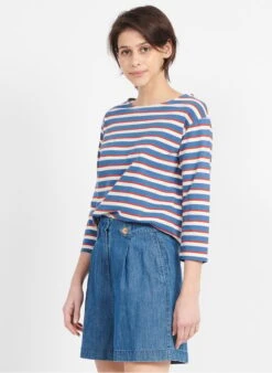 Gestreept, Katoenen T-shirt | Blauw