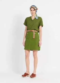 Top Van Gemengde Viscose Met Tuniekhals | Groen -MORGAN Verkoop 3964257