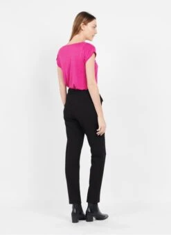 Pieces T-shirt Met V-hals En Smal Streepjesmotief In Glansdraad | Roze -MORGAN Verkoop 3972029