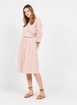 Wijde Blouse Van Gestreept Katoen | Roze -MORGAN Verkoop 3972106