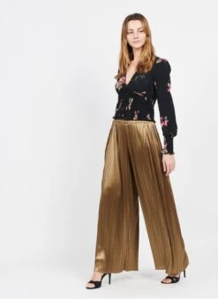 TWINSET Wijde Broek Met Plissé-effect | Goudkleurige -MORGAN Verkoop 3972200