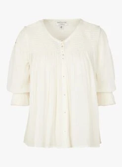 Katoenen Blouse Met Ronde Hals | Beige -MORGAN Verkoop 3972481