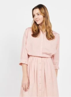 Nieuwe uitgaven 11 Wijde Blouse Van Gestreept Katoen | Roze