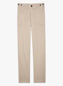 Zadig & Voltaire PAMELA - Rechte, Katoenen Broek | Beige -MORGAN Verkoop 3992940