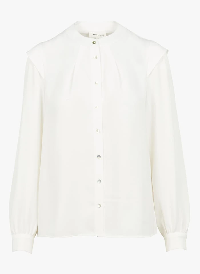 MAISON 123 CLAUDIA - Soepelvallende Blouse Met Ronde Hals | Wit 5 MAISON 123 CLAUDIA - Soepelvallende Blouse Met Ronde Hals | Wit - Afbeelding 3